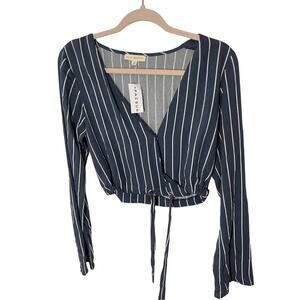 NWT Pacsun LA Hearts Long Sleeve Crop Top Small Sailor Nautical Stripe Kidcore